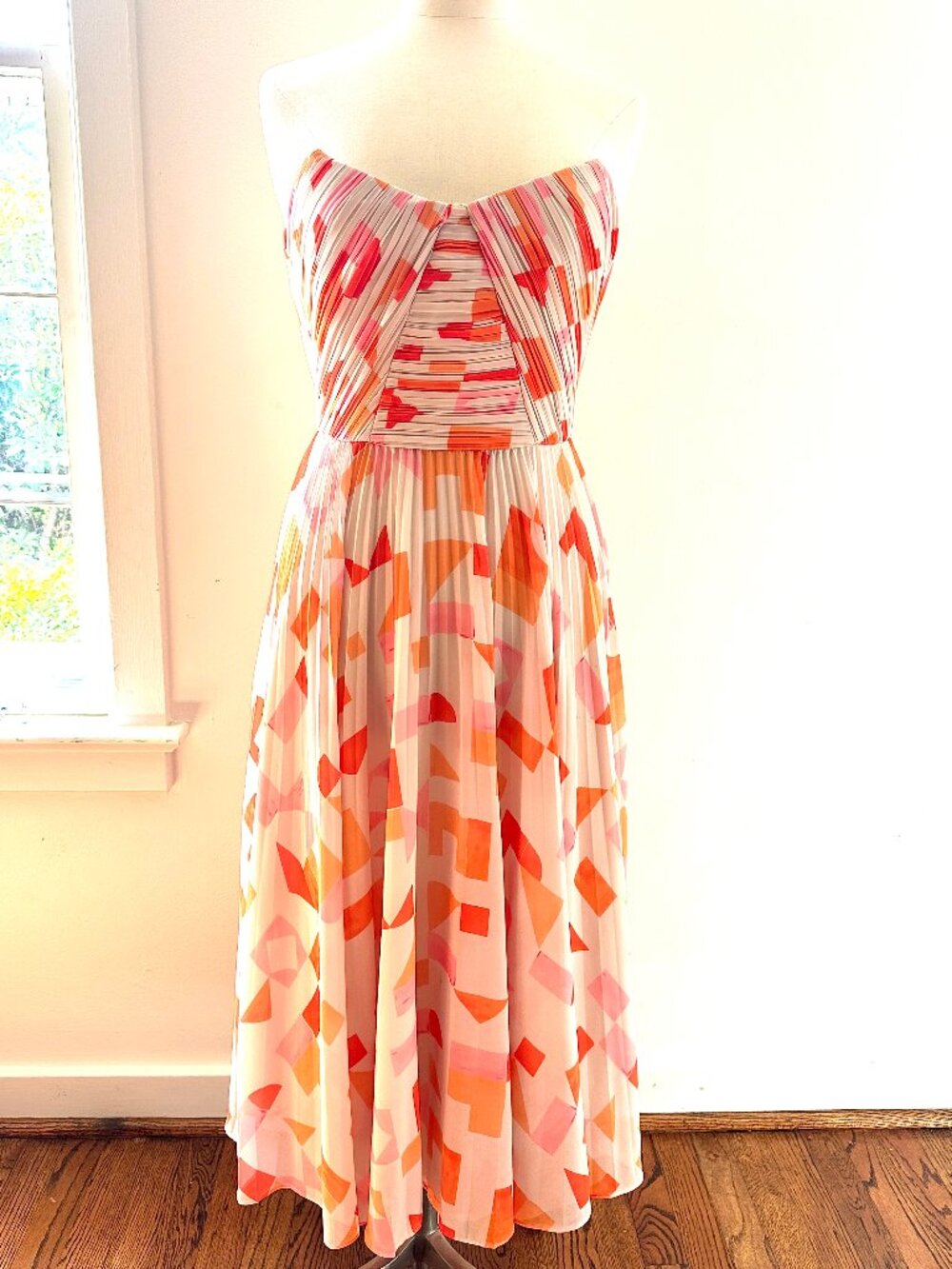 Anthropologie Geometric Strapless Dress Size 6